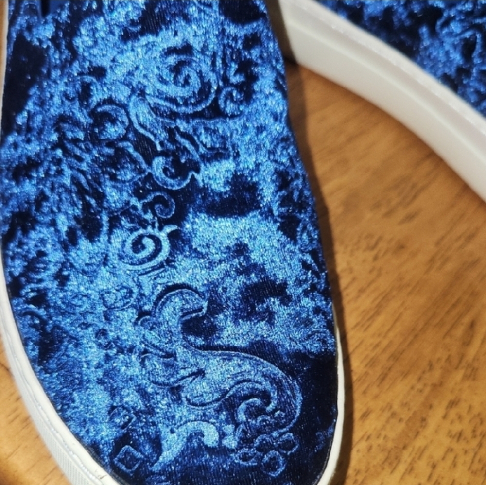 J/SLIDES NYC CRUSHED VELVET ELEVATED PAISLEY FLORAL CASUAL BOLD LOUD LUXURY Sz 7 - Picture 6 of 10